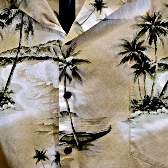 RJC Tan Outrigger Scene Hawaiian Shirt 4XL - Picture 4 of 5